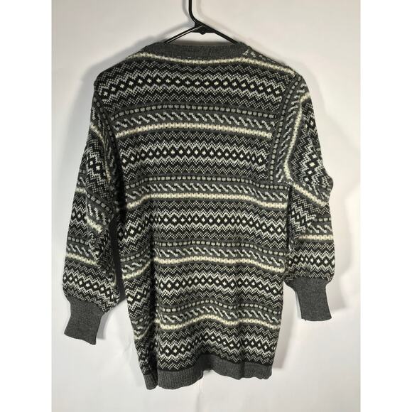 Esprit Sweater Small Womens Vintage Wool Blend Gray Black Geometric Design - Picture 2 of 8